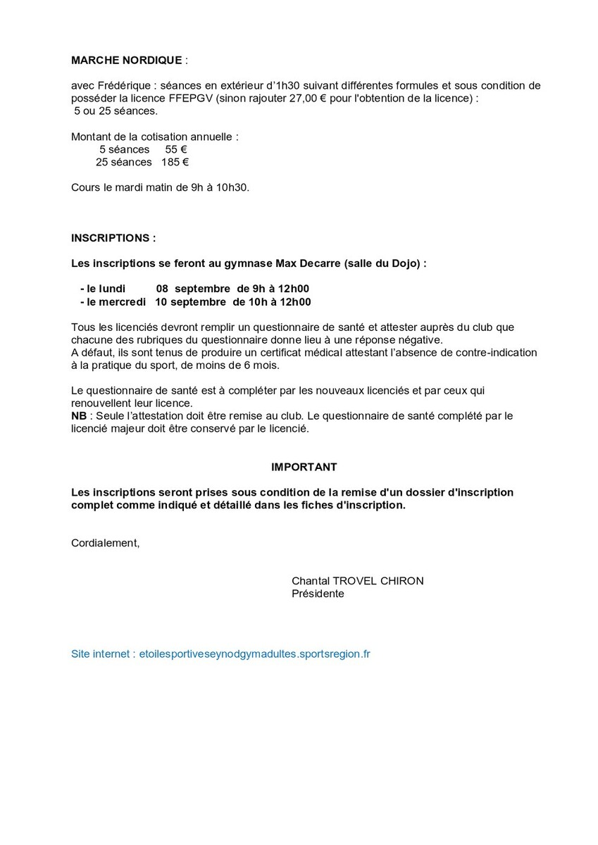 Lettre de rentrée saison 2025 2026 page 2